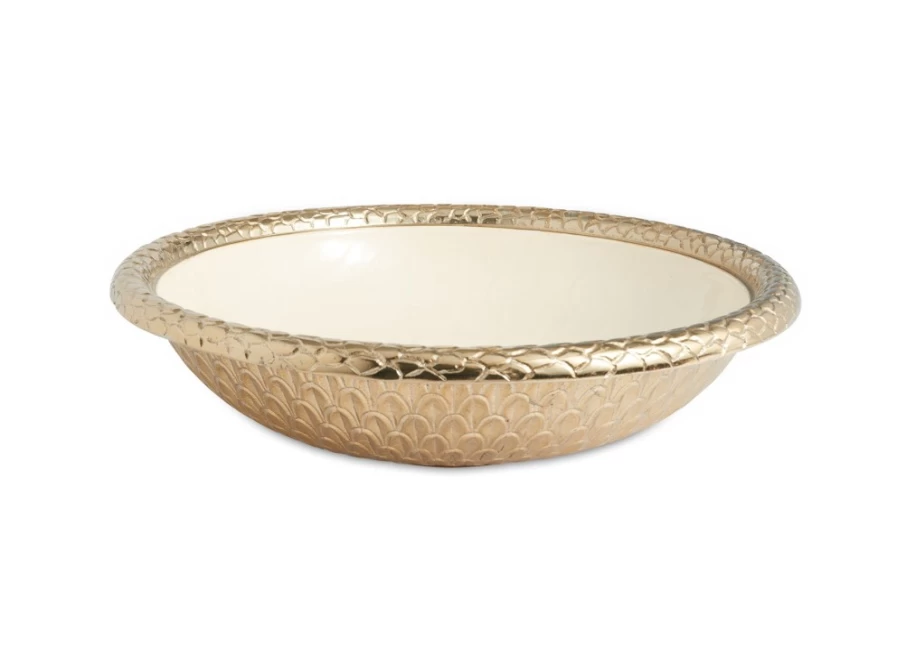 Julia Knight 12-Inch Round Gold Florentine Bowl with Snowflake Design