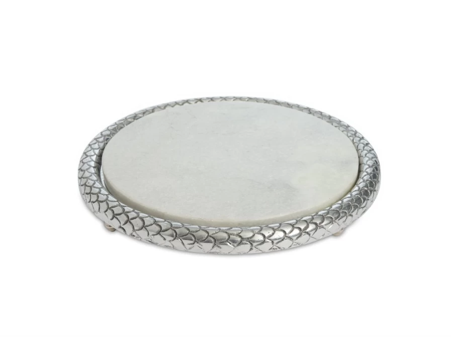 Julia Knight Florentine 11-Inch Marble Cheese Board with Handle - Elegant Serving Tray for Charcuterie, Wine & Entertaining