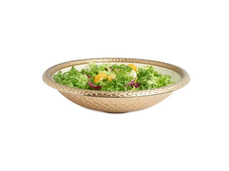 Julia Knight 15" Round Florentine Gold Snow Decorative Bowl