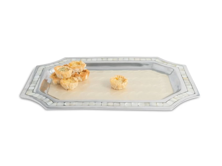 Julia Knight 16-Inch Octagonal Serving Tray - Classic Snow Design for Holiday Decor