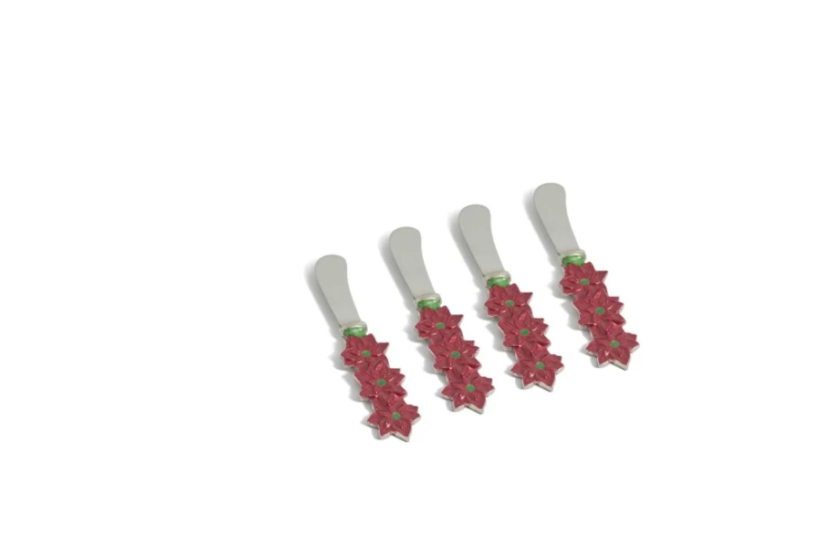 "Julia Knight Poinsettia Pomegranate Spreader - Festive Holiday Kitchen Tool"