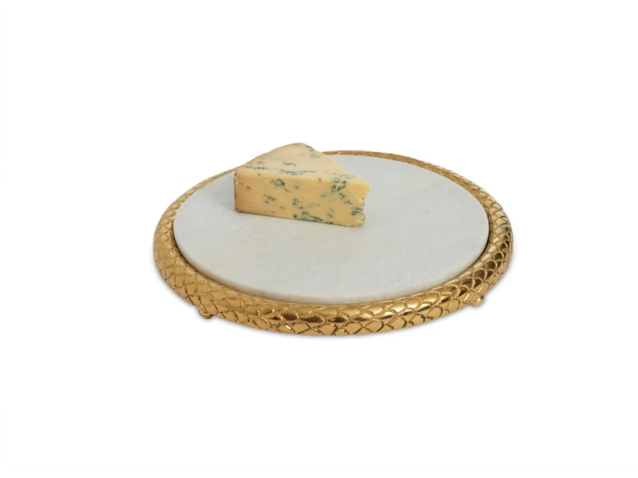 Julia Knight 11" Florentine Gold Marble Cheese Serving Tray - Elegant Appetizer Platter