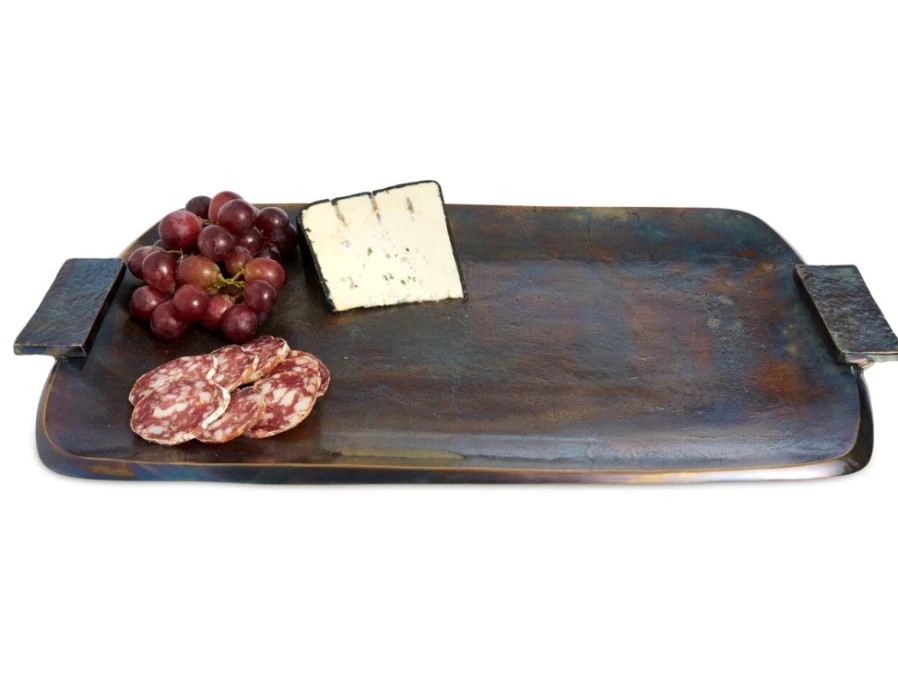 Julia Knight 21" Bronze Rectangular Serving Tray with Handles - Eclipse Collection