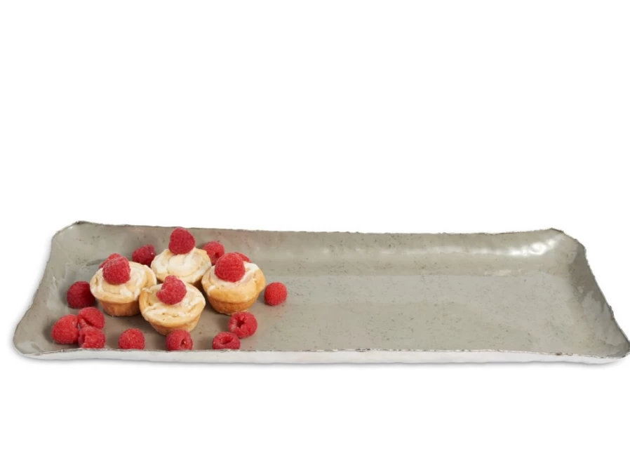 Julia Knight 17-Inch Rectangle Serving Tray in Mist Color - Elegant Cascade Design for Dining & Entertaining